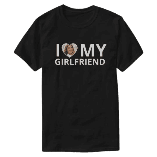 Personalizowana Koszulka I Love My Girlfriend z Twoim zdjęciem na prezent - Mejkmi - Personalizowane Prezenty Dla Twoich Bliskich!