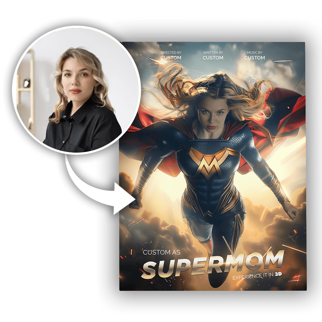 Personalizowany Obraz na płótnie Supermom na Prezent na Dzień Mamy - Mejkmi - Personalizowane Prezenty Dla Twoich Bliskich!