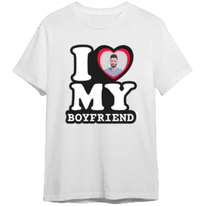 Personalizowana Koszulka I Love My Boyfriend z Twoim zdjęciem na prezent - Mejkmi - Personalizowane Prezenty Dla Twoich Bliskich!